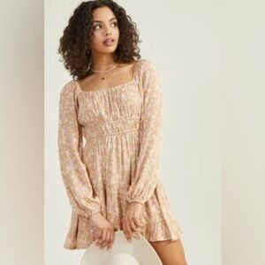Altar'd State Beige Floral Long Sleeve Dress